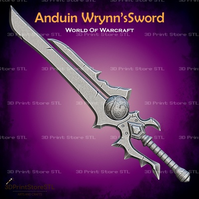 anduin wrynn sword cosplay world of warcraft - stl file 3d print model mask helmet lich king lichking wow paladin arthas orc knight games toys accessories halloween armor 3d print model - Mito3D