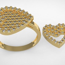 anel de coração + pingente jóias 3d print model - Mito3D