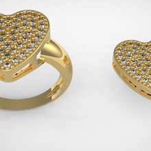 anel anello cuore + pingente ciondolo gioielli 3d print model - Mito3D