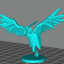 ángel ataque espada+escudo juego guerrero miniatura guerra 3d print model - Mito3D