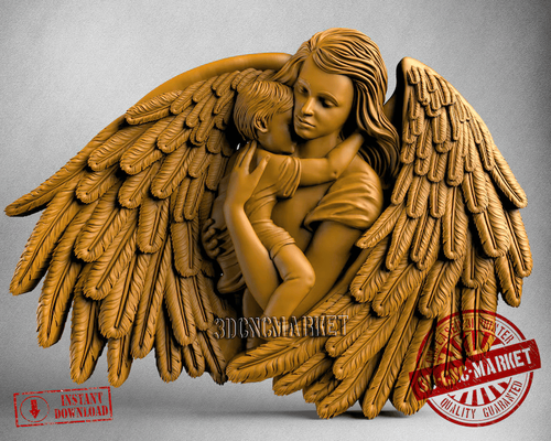 angel child stl 3d figure printer files printing file art cnc wood carving router artcam relief 3d print model - Mito3D