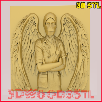 angel decor stl 3d model relief wall cnc router engraver artcam aspire files art woodworking digital resin filament wood carving carve maker file 3d print model - Mito3D
