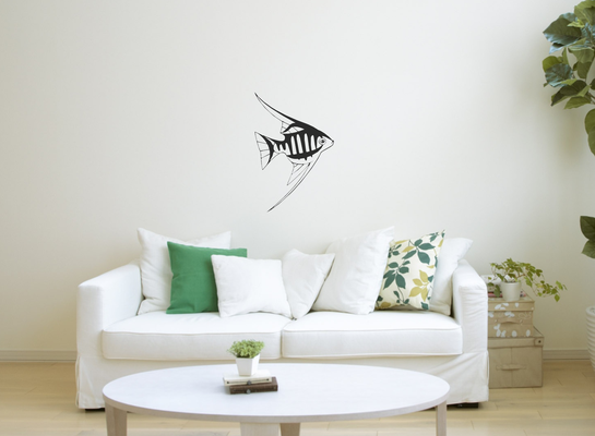 angelo pesce parete arredamento arte decorazione casa ornamento 2d 2dart muraria wall2d pesci acquario 3d print model - Mito3D
