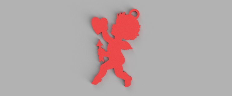 angel heart arrowed love keychain - pendant earrings 3d print model - Mito3D