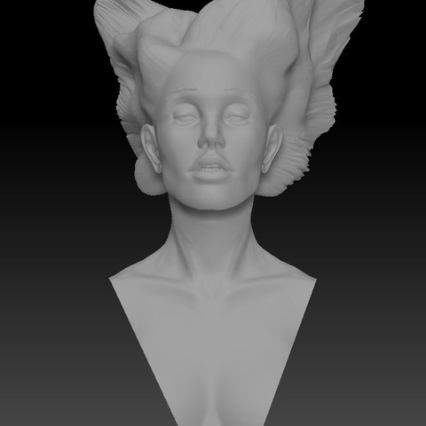 Engel-Flügel-lady hair art spirit holy god fire candle memory lips mouth waft wafting light ethereal flight bird flying flowing eyes face wings female woman girl 3D print model - Mito3D