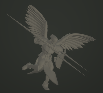 angel michael Game 40 proxy wargame tabletop statue spear wings model 3d print model - Mito3D