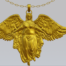 ange pendentif bijoux or argent diamant Collier ailes statue statuette figure caution pendentifs corps sculpture 3d print model - Mito3D