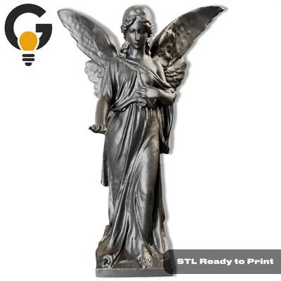 ángel escultura 3d modelo stl expediente arte impreso religioso decoración espiritual estatua hogar casa impresión figurilla decorativo angelical jardín figura serenidad elegante 3d print model - Mito3D