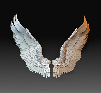 angel wings printable model high poly art character creature 3d print model - Mito3D