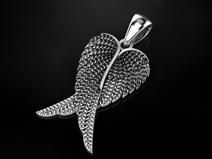 ange ailes pendentif bijoux impression 3dprinted imprimable conception bijou d'or mode or prototypage argent motard noircissement 3d print model - Mito3D