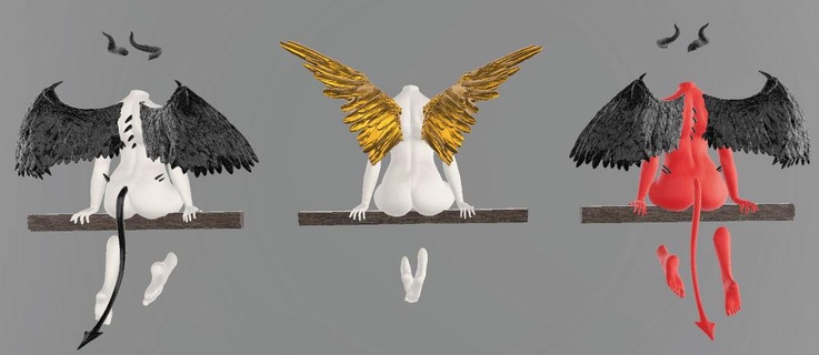 angel wings statues art wall sculpture decoration 3d statue living room bedroom home garden 3d print model - Mito3D
