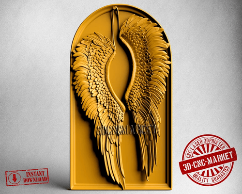 angel wings stl 3d figure printer files printing file art cnc wood carving router artcam relief 3d print model - Mito3D