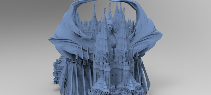 angelic cathedral high rise mass structure 10 city castle complex ancient picoftheday trending history architectural kitbash fantasy kit tower building bloodbourne game 3d print model - Mito3D