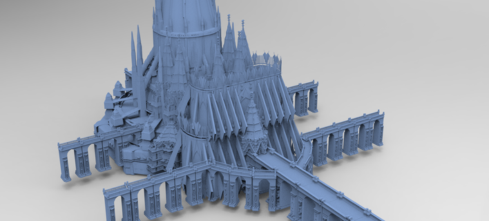angelic cathedral palace baroque gothic 4 city castle complex ancient picoftheday trending history architectural kitbash fantasy kit tower building bloodbourne game exterior sci 3d print model - Mito3D