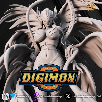 angewomon digimon ventilator kunst welt anime ärmel serie erzengel frau cool bereit getrennt stl postleitzahl sammlung digi skulptur 3d print model - Mito3D