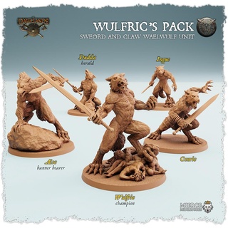 anglecynn wulfric's pack sword claw w lwulf unit Game mierce miniatures darklands werewolves werewolf 3d print model - Mito3D