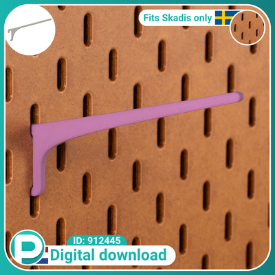 angled hook 12cm - strong fits skadis pegboard digital download tools angle ikea tool holder universal 3d print model - Mito3D