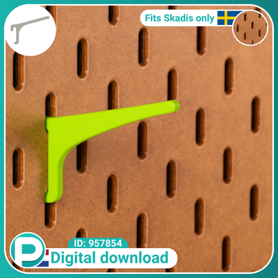 angled hook 6cm - strong fits skadis pegboard digital download tools angle ikea tool holder universal 3d print model - Mito3D