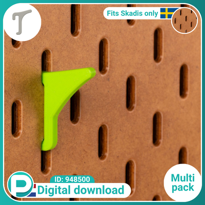 angled hook multipack - strong fits skadis pegboard digital download tools angle ikea tool holder universal 3d print model - Mito3D