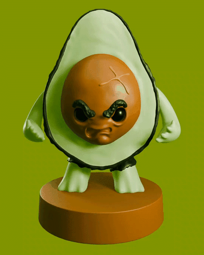 enojado aguacate arte juguete divertido escultura salud coleccionable fruta regalo 3d print model - Mito3D