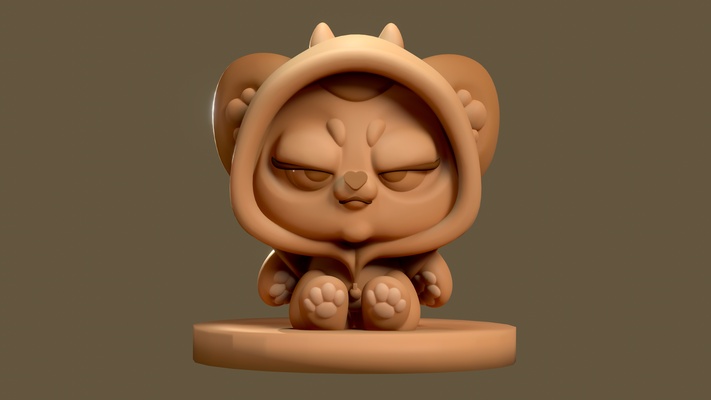 enojado oso by drogadove juguete lindo sentado kawaii 3d print model - Mito3D