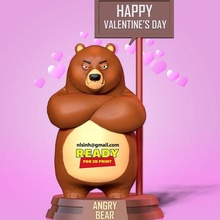 angry bear art teddy animal valentine holiday cupid 3dprint statue figure 3dprinting cute fun cartoon 3d print model - Mito3D