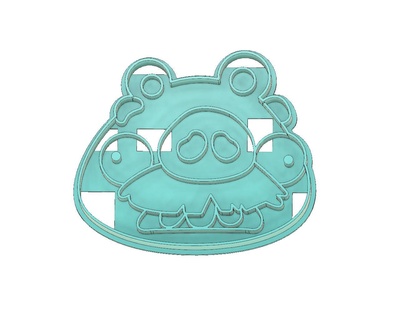 angry birds cookie cutter grand pa pig fondant 3d print model - Mito3D
