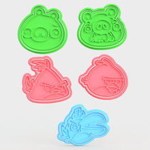 angry birds cookie cutter set 5 home cutters cithen cook cookies stamp cartoon 3d print model - Mito3D