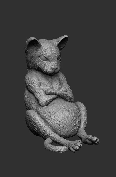 angry cat art toy figure 3d print model - Mito3D