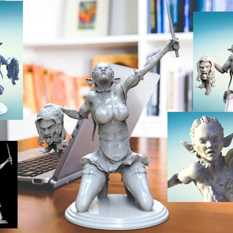 en colère, l'elfe art femme 3dprint fantasy 3D print model - Mito3D