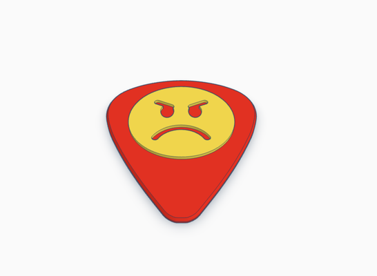angry emoji guitar pick bass electric acoustic anger mad instrument music rock classical pickcard band group collection card 3d print model - Mito3D
