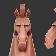enojado caballo busto art hing poli de juguete el animal unicornio 3d print model - Mito3D