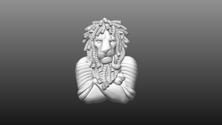 arrabbiato leone animale mare giungla arredamento scultura testa cnc artcam decorativo 3d print model - Mito3D