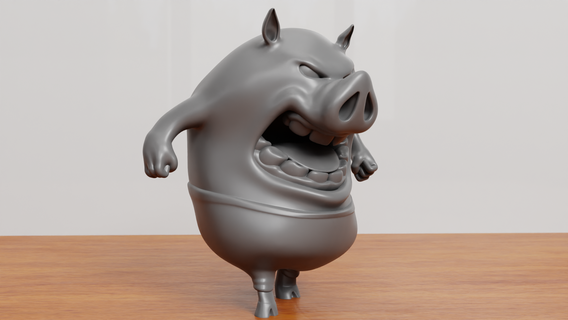 wütend Schwein Charakter Bauernhof niedlich Tier Tiere Säugetier Schweinefleisch schweineartig Karikatur manipulierten Fantasie 3d print model - Mito3D