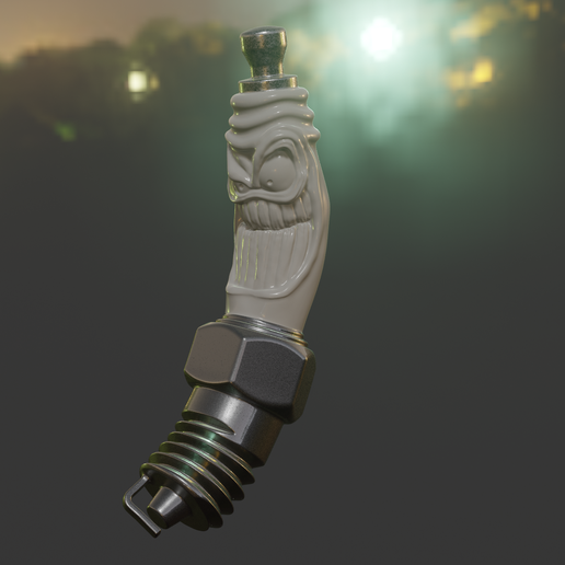 angry spark plug gadget sparkplug auto moto keychain 3D print model - Mito3D