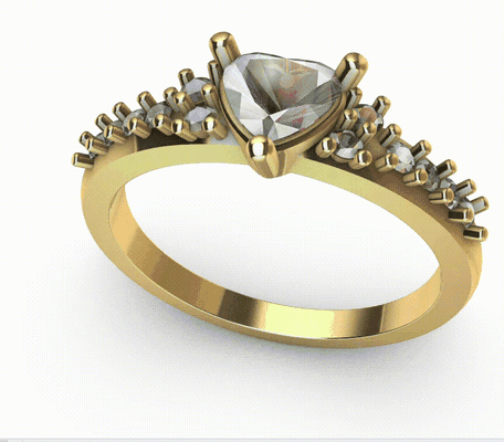 anillo coração joalheria oro joyas anillos 3d print model - Mito3D