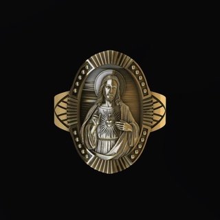 anillo corazon de jesus modelo 3d anillo oro joyas brillante lujo 18k jesus corazon de jesus cristo  3d print model - Mito3D
