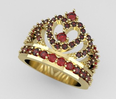 anillo corona taglia 6 11 grammi dise 3d 15 os joya piedras brillante mele cotogne era 3d print model - Mito3D