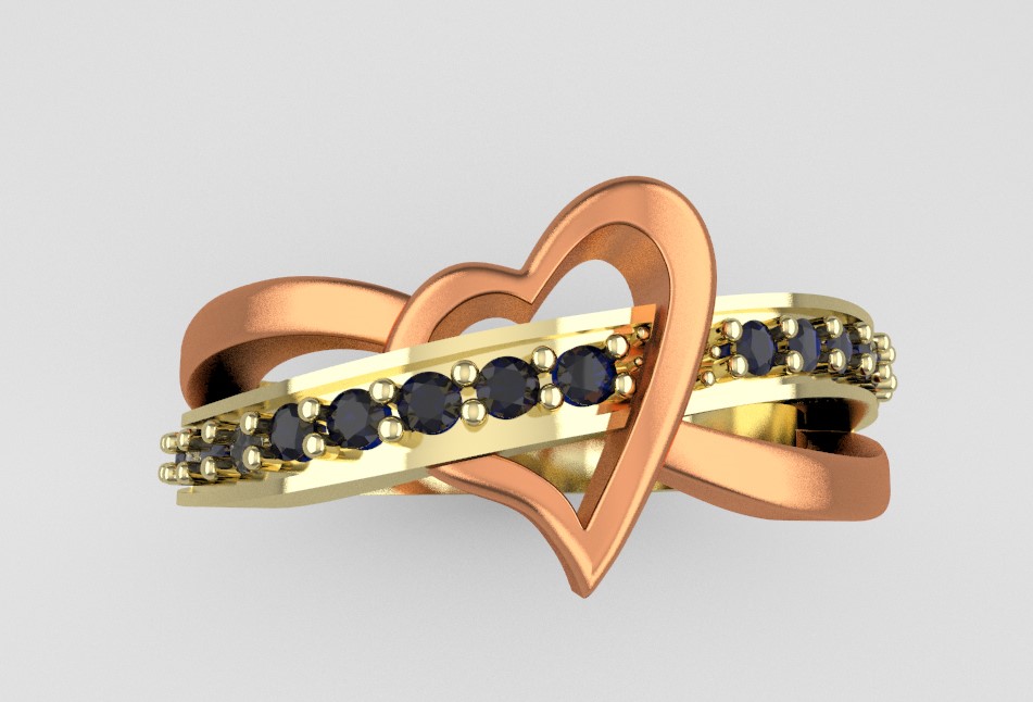 anillo coraz dos ori taglia 5 3 4 corazon amor unione matrimonio coppia dama delicato oro joya 3D print model - Mito3D