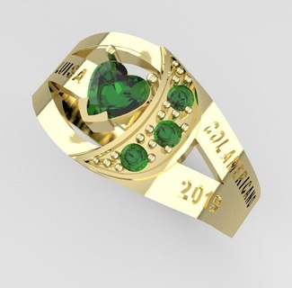 anillo graduados dise personalizado 3d anillo graduados coraz piedra central solitario dama personalizado 3d print model - Mito3D
