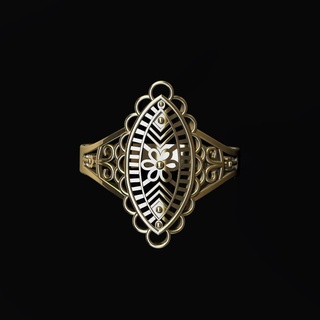 anillo estilo filigrana modelo 3d anillo oro 18k joyas lujo mandala 3d print model - Mito3D