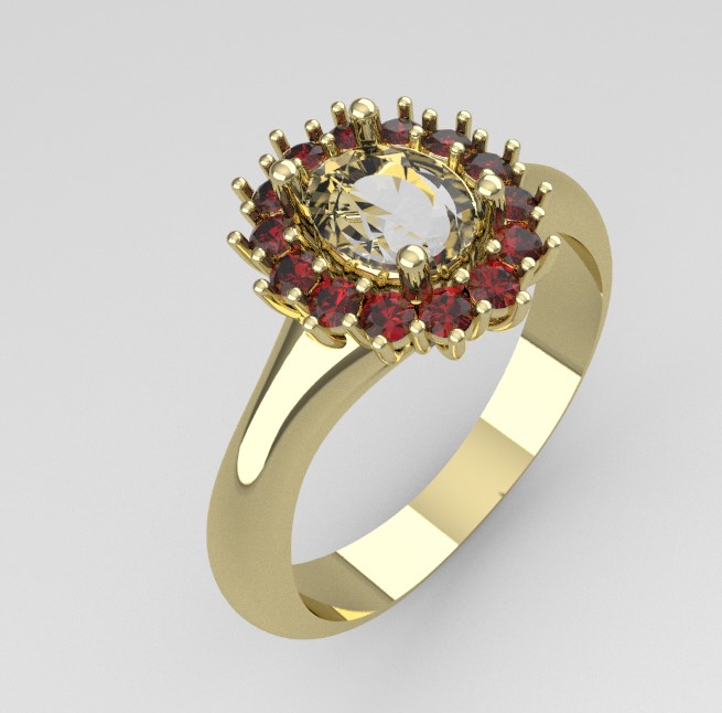 anillo ladi di modelo 3d anillo ladi di oro 18k joya dama piedras 3D print model - Mito3D