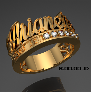 anillo nombre arielis mis 15 joalheria argolla oro plata diamantes 3d print model - Mito3D