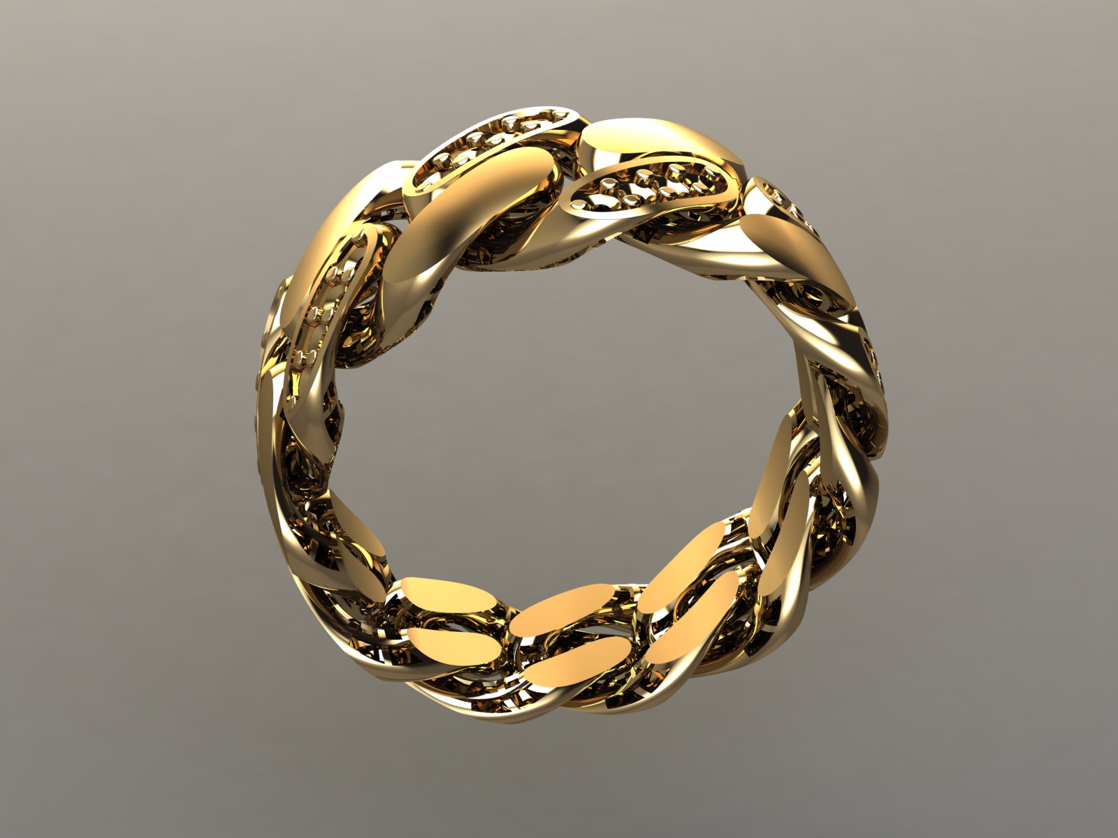 anillo cubano oro joalheria anillos hombre cubanos cadena y 3D print model - Mito3D