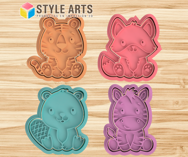 animal cookie cutters - tiger fox beaver giraffe cookies cutter stamp cutting 3d print model - Mito3D
