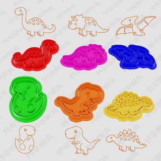 animal dinosaur cookie cutters set 6pcs Tools cutter mold cookiecutter form stamp packs clay plaque polymer biscuit baking tool kit pastry 3d print model - Mito3D