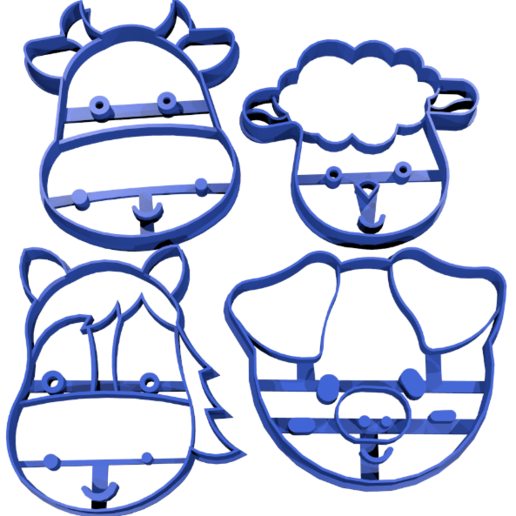 farm der Tiere Ausstecher 7cm verschiedene cookie cutter abc zahlen cooper 2cm schneiden Süßwaren fondant 3D print model - Mito3D