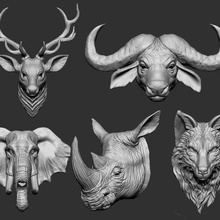 animal head art statue sculptures animals texture realistic mammal 3d print model - Mito3D