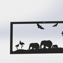 animal paysage peinture photos table l'éléphant noir blanc décoration minimaliste animé jiaws 3d print model - Mito3D