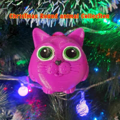 animals collection cat toy christmas year tree ornament animal kids cute adorable holliday kitty 3d print model - Mito3D